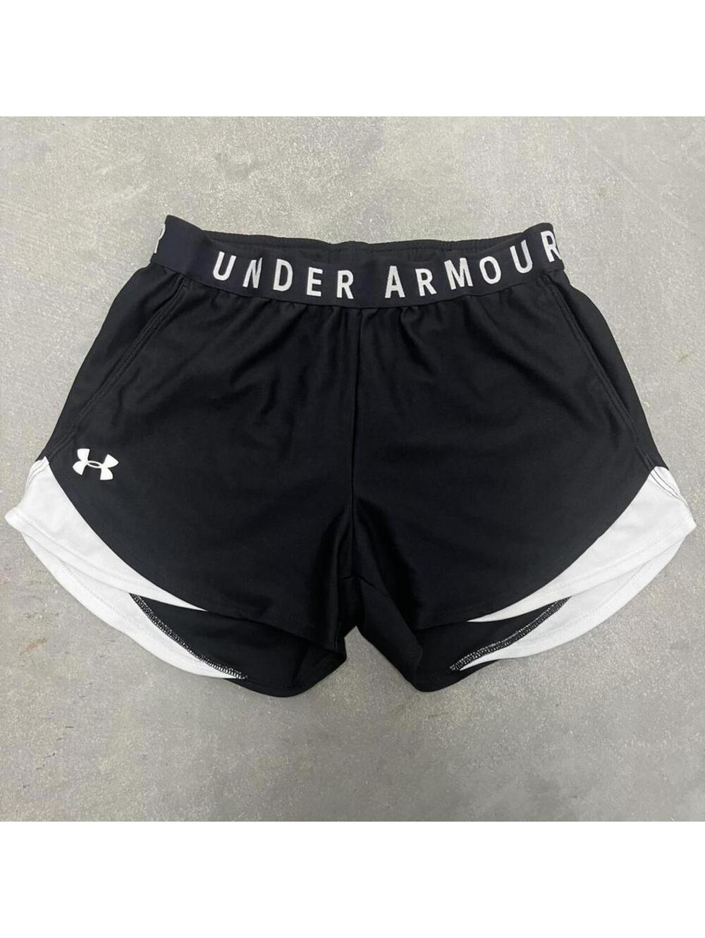 Under Armour Running Shorts Black White Womens Small Athletic Gym